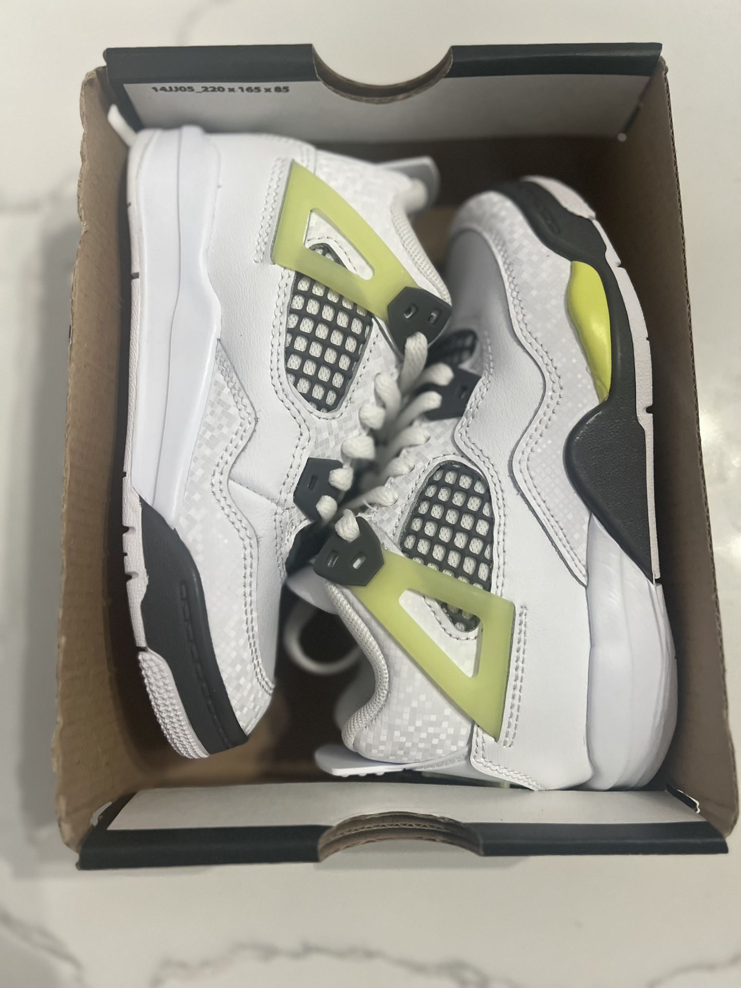 Size 11C Brand New Jordan 4 Retro (PS) White Lemon Twist OG Box No Lid