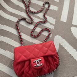 Authentic Chanel Mini Lambskin Chain All Around Crossbody Bag 