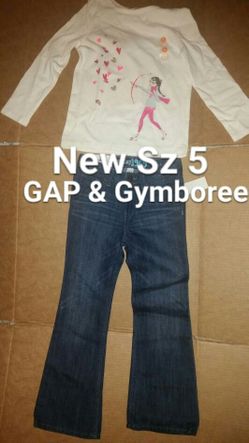 New Girls Sz 5 Gymboree Valentine's Day top & GAP cuts boot denim jeans outfit nwt
