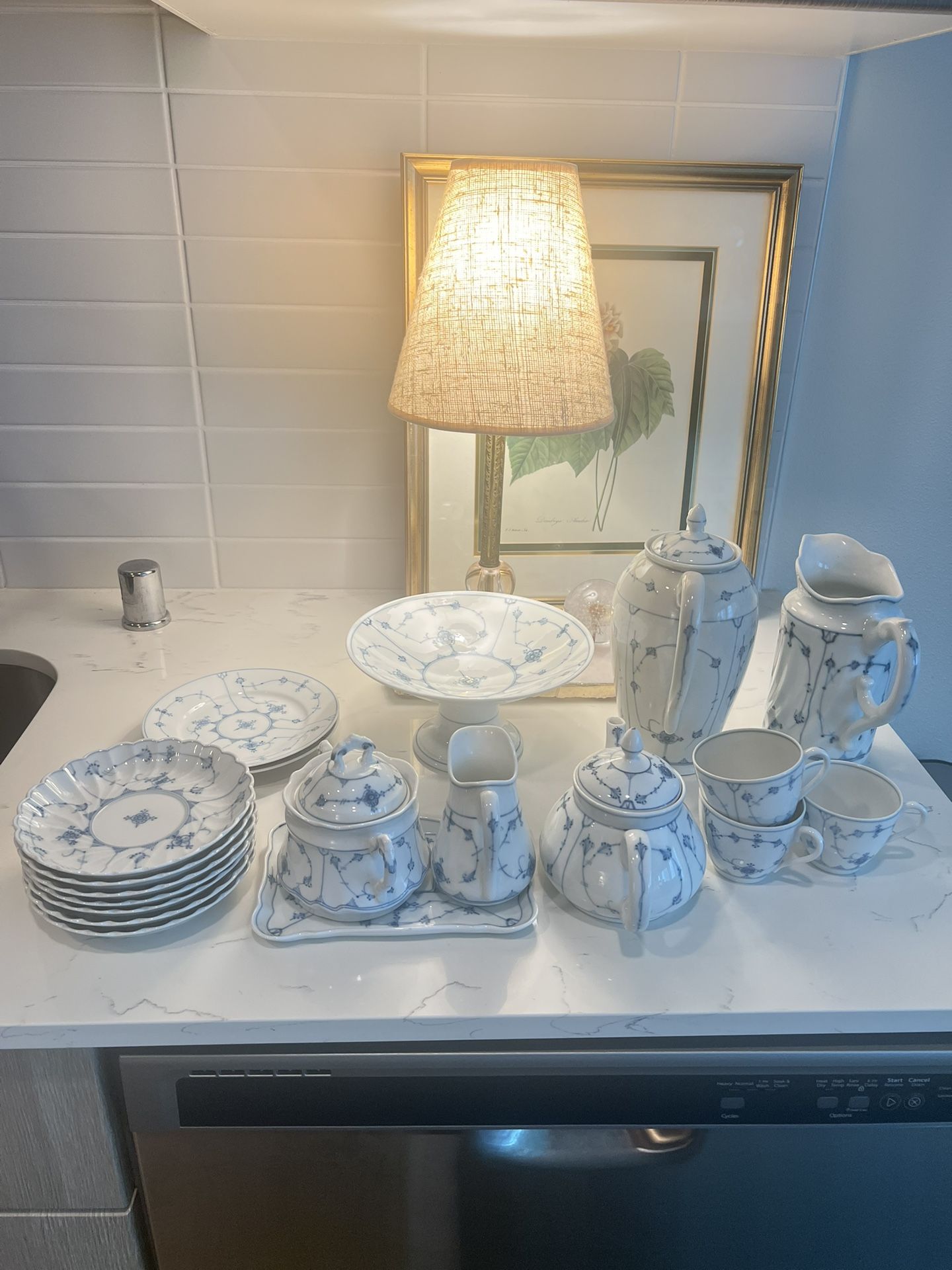 Vintage Porsgrund Bogstad Stra Pattern Norway Porcelain Blue