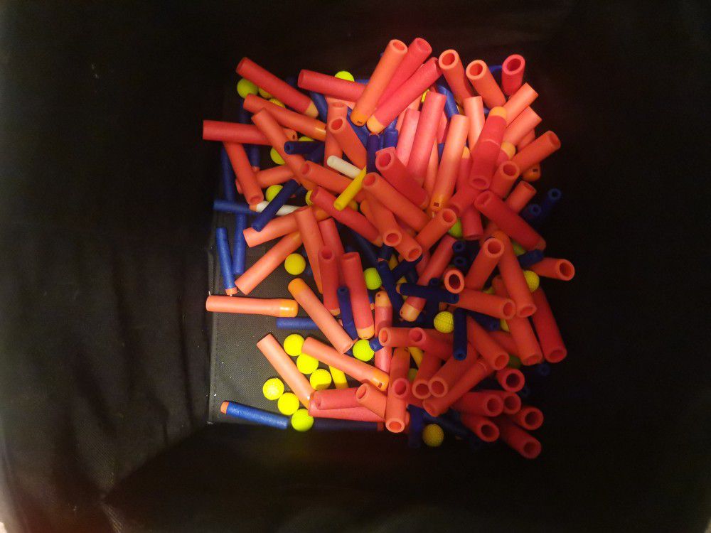A Bunch Of Nerf With Bullets