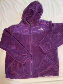 Girls purple North Face hooded fleece zip up jacket $25 size XL 18