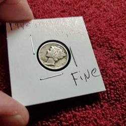 1945 MERCURY  DIME  FINE