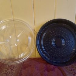 120/Sets Black Round Sushi Party Trays 15 inch Sushi Tray with Lid