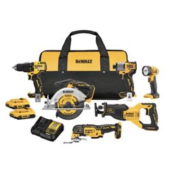 DEWALT 20V MAX 6-Tool Brushless Power Tool Combo Kit w/ Soft Case (2-Batteries and Charger Included)