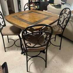 Tall, Square Table + 4 Chairs