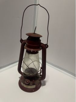 Vintage Red Kerosene Lantern Camping Railroad