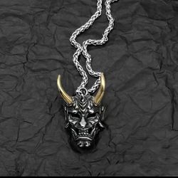 Stylish Men's  Piece Devil Demon Pendant Silver Necklace (23.6 Inch) $10 