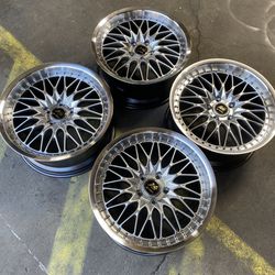 Work Wheels Rims Vs Style Black Silver Wheels Double Flow Set of 4 Rims 18" 8.5J +35 (5X112) New