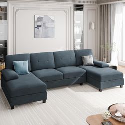 New Cozy Sofa 106.3" Modern U-Shaped Sectional Sofa with Chaise, Fabric Modular Couch, 4 Seat Oversized Sofa with Chaise for Living Room New in box U
