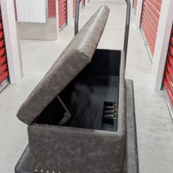 Gray Ottoman with Studded Detailing