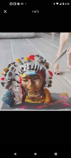 INDIAN CHIEF BUST-HEAD STATUE 