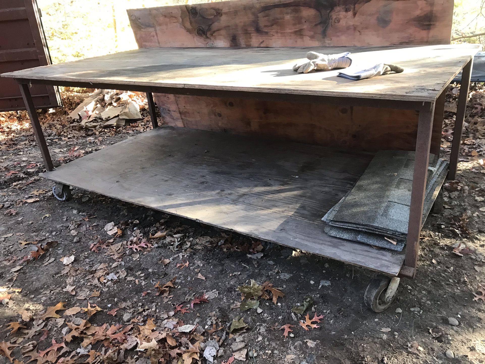 Work Bench Table I Steel Frame 4x8 On Caster Wheels