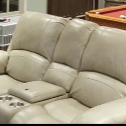 Cream leather Recliner 