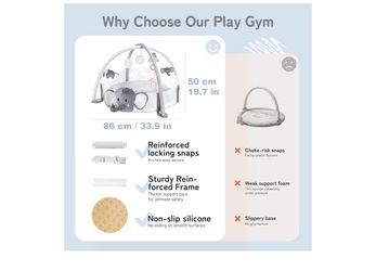 Mallify 5-in-1 XL Large Baby Gym & Ball Pit, Play Mat & Play Gym, Combination Baby Activity Gym with Milestone Cards for Sensory Exploration and Motor