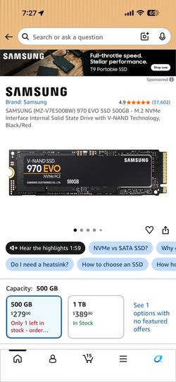 Samsung 970 EVO Plus SSD 500GB - M.2 NVMe