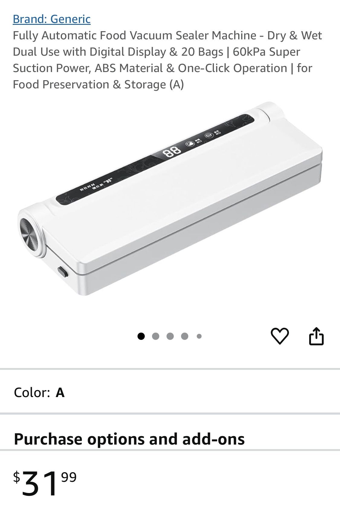 Vacuum Sealer Machine for Food Storage & Meal Prep,Food Sealer for Dry/Wet Food