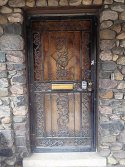 Vintage Iron Security Door With Glass 39x831/2