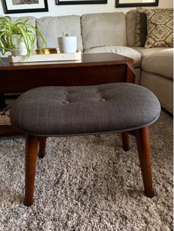 Mid-Century Modern Style Dark Gray Tufted Ottoman / Footstool