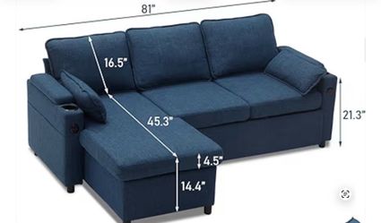 Blue Sofa Bed Sleeper pull out 2 in 1 Sectional Sleeper Sofa .