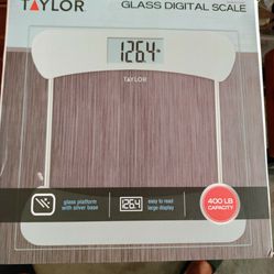 Taylor Tempered Glass, & Chrome Bathroom Scales. New In Box.