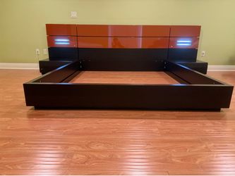 ALF Italian Modern California King Bed Set with Dresser, Made in Italy