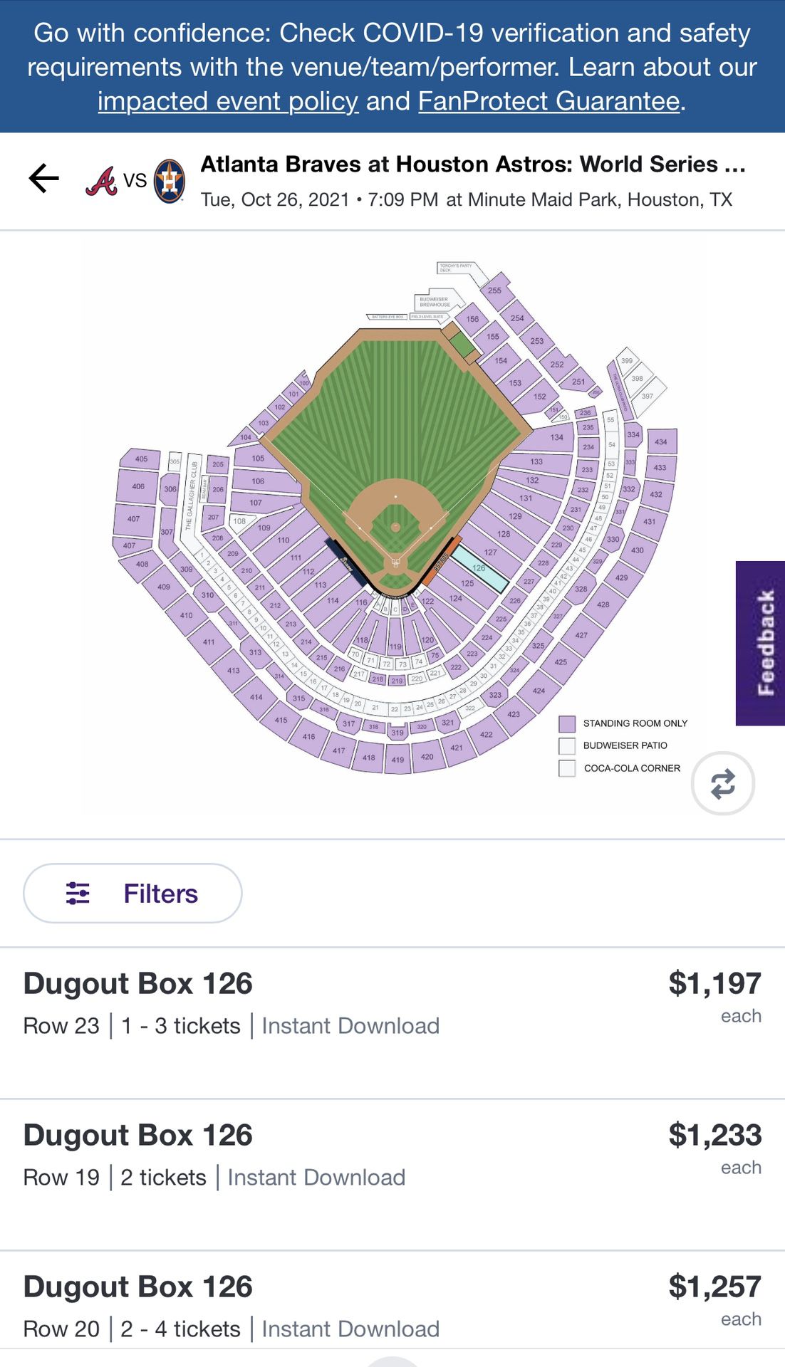 World Series Game 1 or Game 2 Astros Tickets