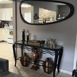 Table And Mirror And The Items In The Bottom