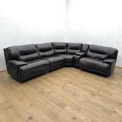 LEATHER RECLINER SECTIONAL COUCH 