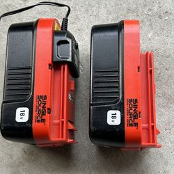 2 Black and Decker 18 volt batteries