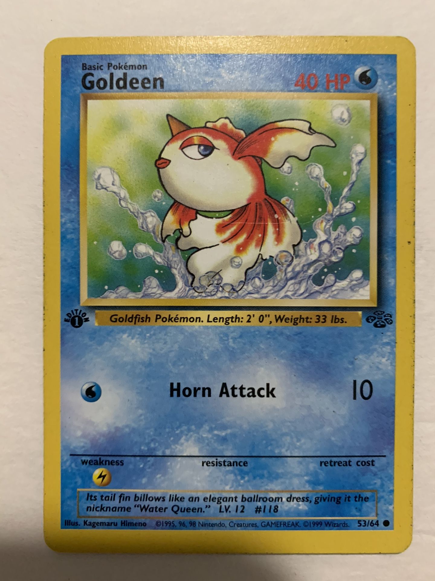 pokemon first edition stamped goldeen 53/64