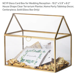 Gold glass card box  10.2” x 5.9” x 8.2”