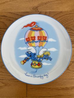 Vintage 1982 Ceramic Smurfs Collectible Plate 