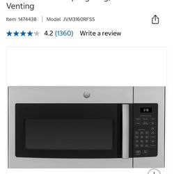  Brand New - GE 30" 1.6 cu. ft. Over-the-range Microwave Oven with Cooktop Lighting, 300-CFM Venting - Stainless