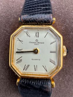 Vintage Christian Bernard Paris Octagonal Quartz Watch Gold Roman Numeral Dial