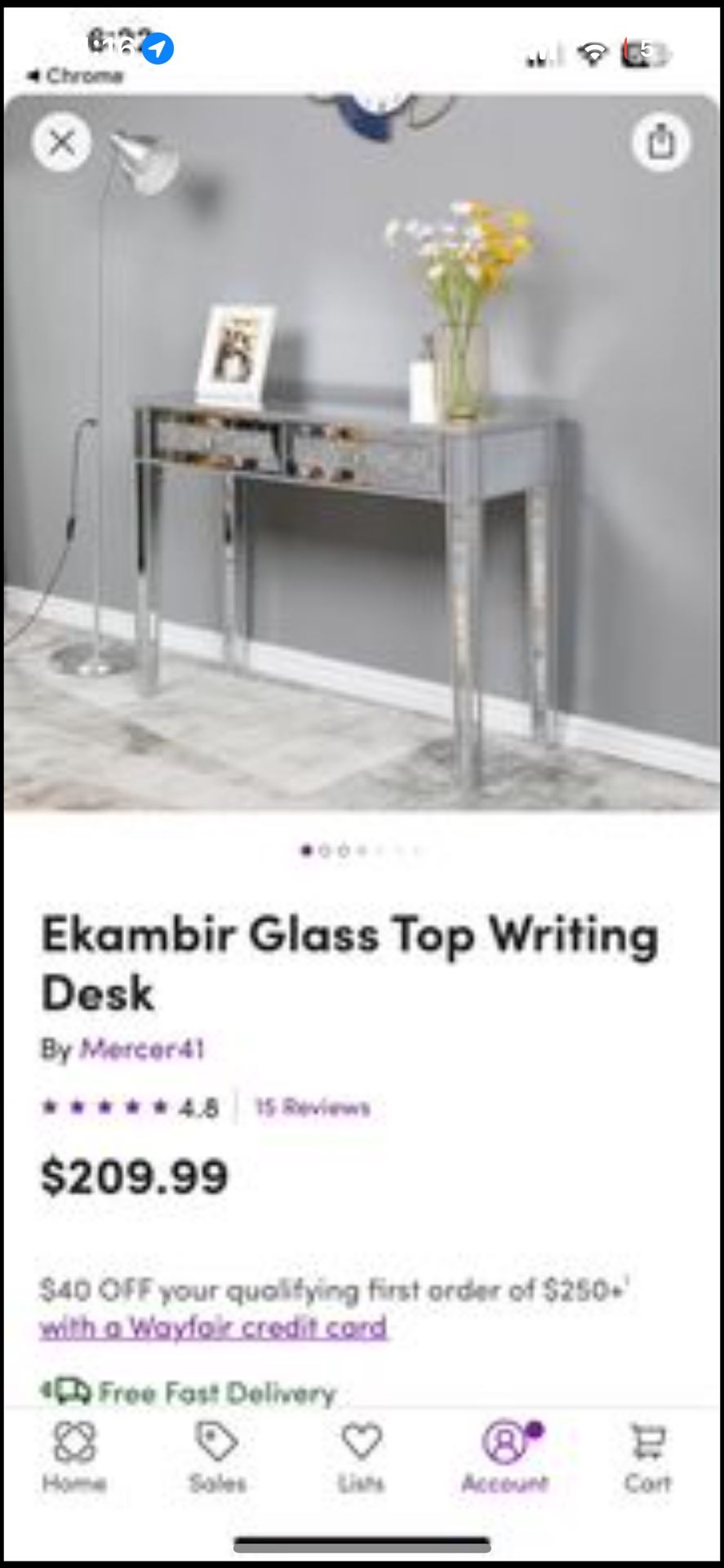 Brand New In The Box Ekambir Glass Top Desk