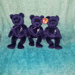 3 Rare Ty Princess Beanie Babie Bears 