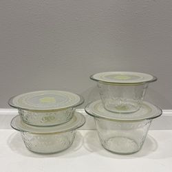 Princess House 4-piece Glass Round Container Set with Lids