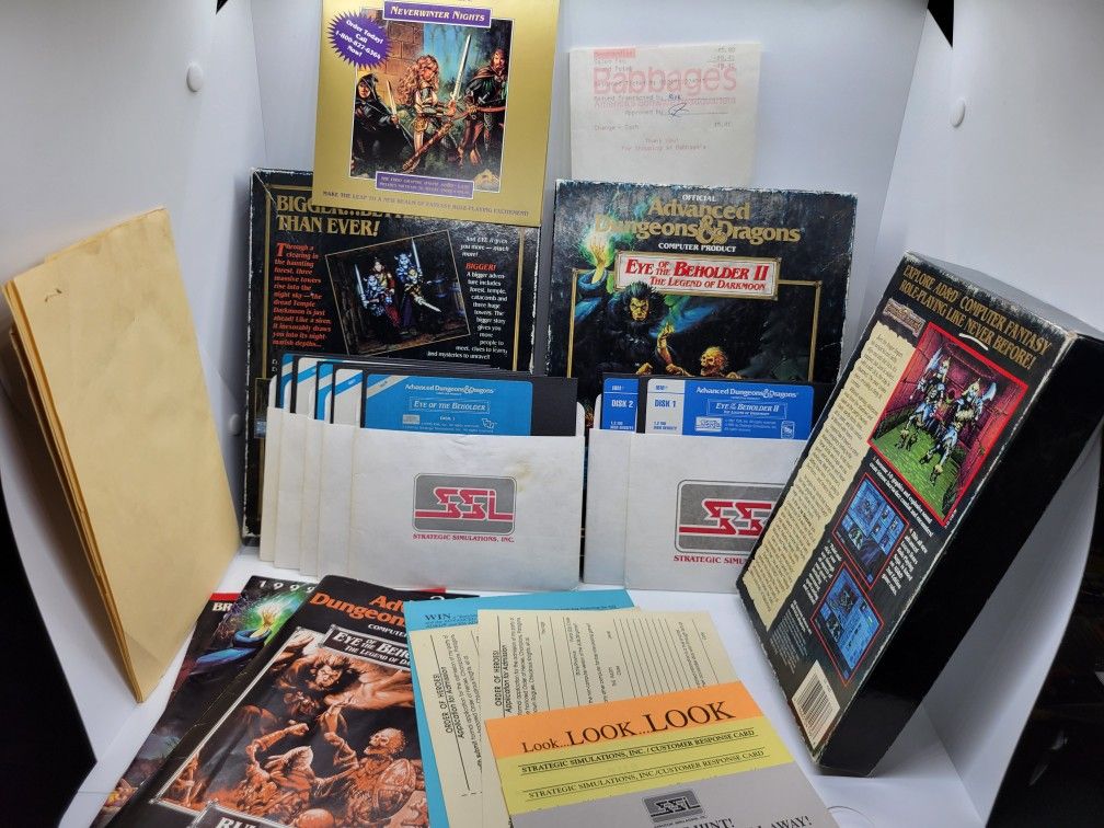 Advanced Dungeons And Dragons AD&D Eye Of The Beholder 1 And 2 PC 5 1/4 Inch Floppy Big Box Originals