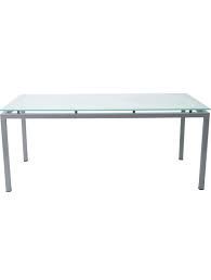 DWR Design Within Reach Tavola Desk/Dining Table Silver Powder Coated Legs Frosted Glass Top Modern Contemporary Furniture