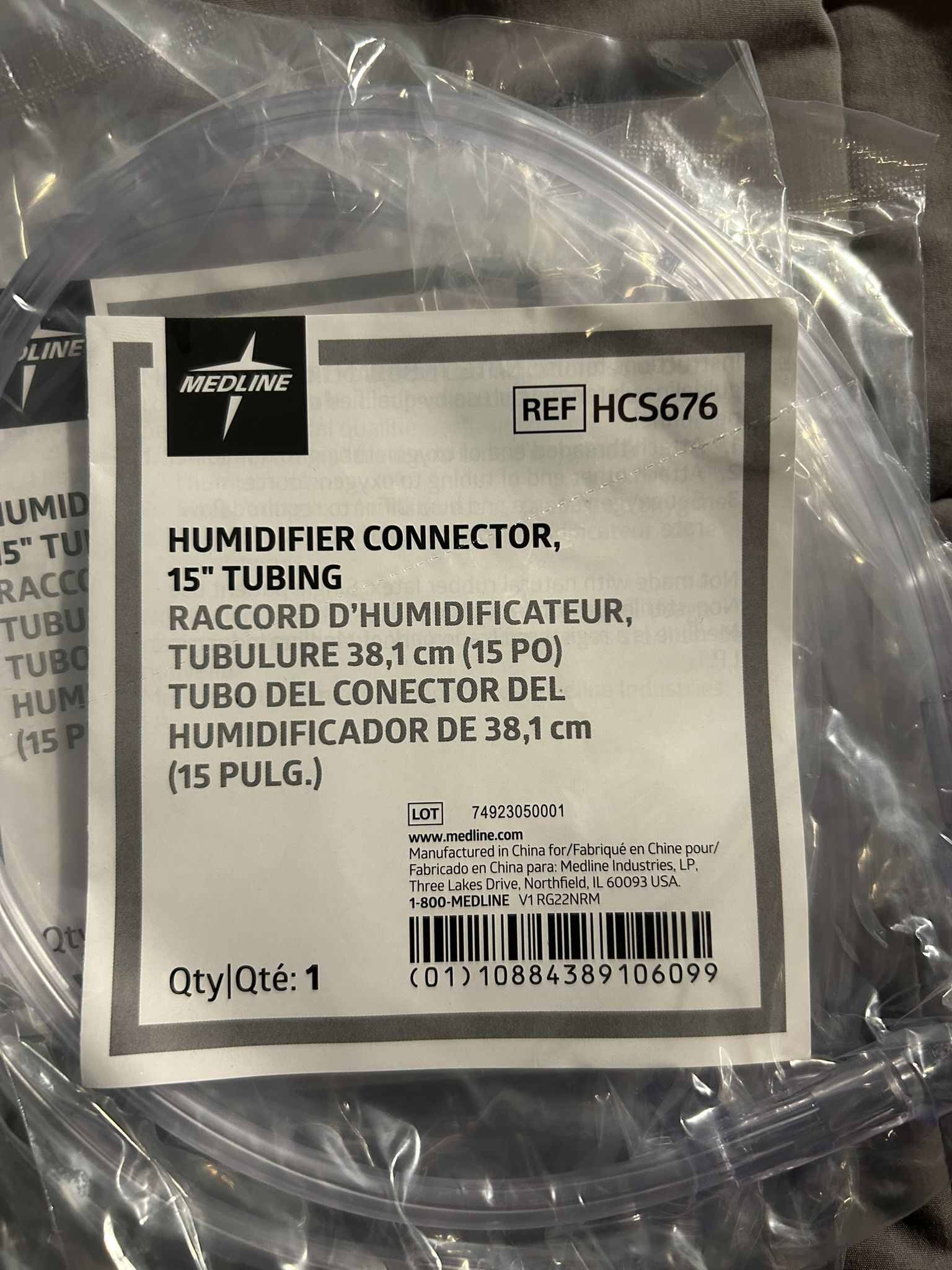 Humidifier Connector Adapter Tube For Oxygen 02 Concentrator 15" (Pack Of 5)
