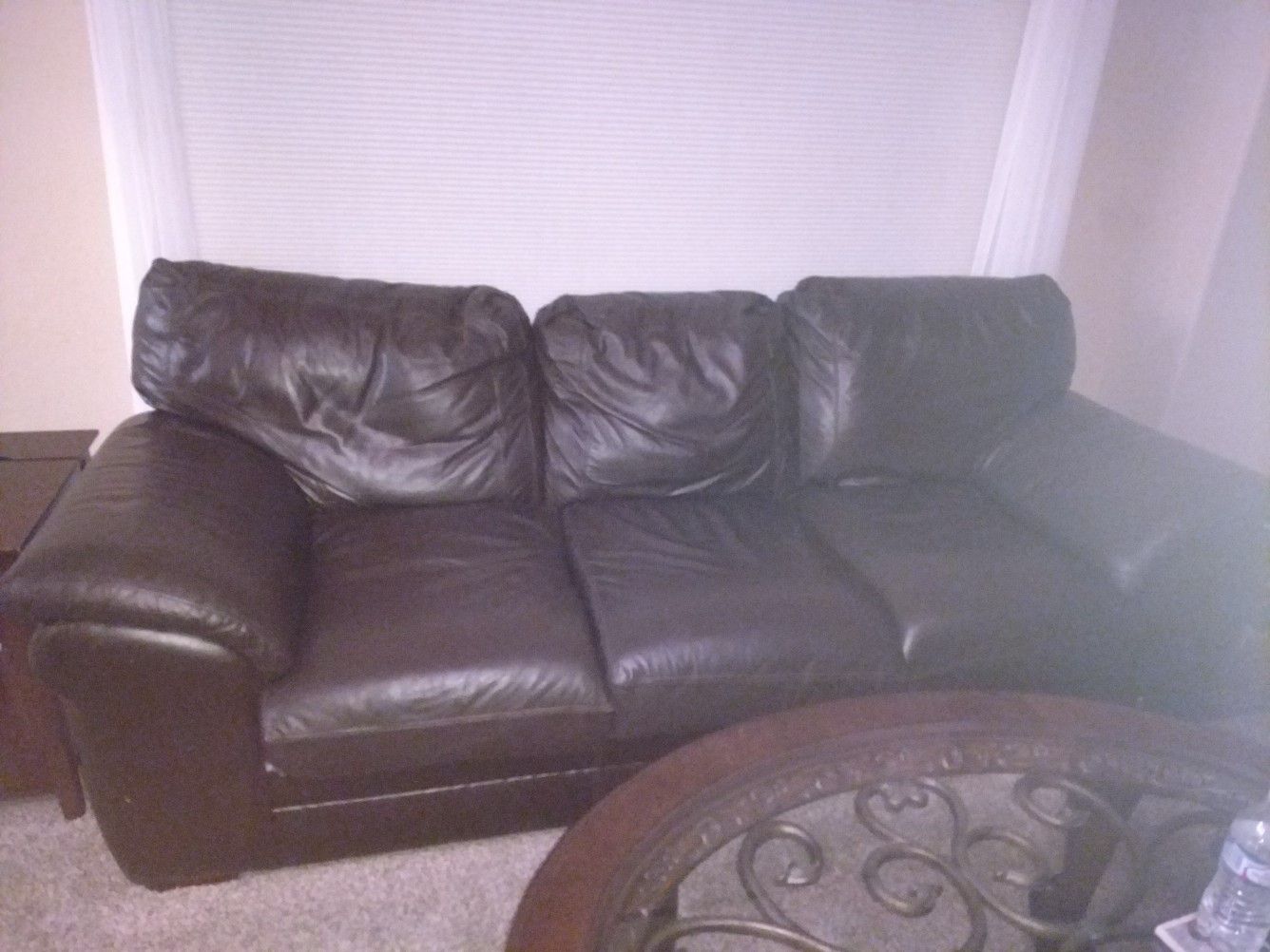 Brown leather couch