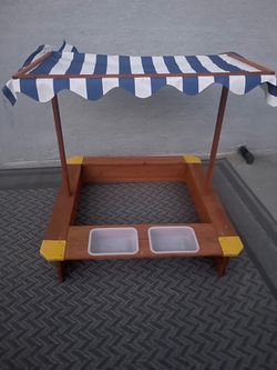 Kids Wooden Sandbox with Canopy