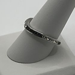 Sterling Silver Wave Ring w/Black & White Cubic Zirconia Size 9.5