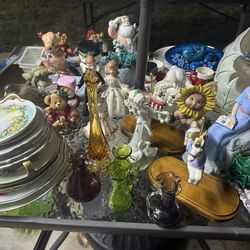 Multicolor Ceramic, Porcelain & Glass Figurines Lot – Seasonal, People, Animals