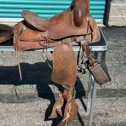 #1878 Famous Jumbo Brand Leather Horse Saddle by Schoellkopf Co. Dallas TX