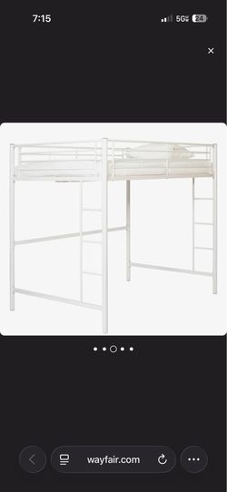 White Metal Full Size Loft Bed Frame