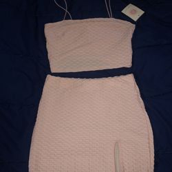 New 2 Piece Skirt Set Pink Pastel 