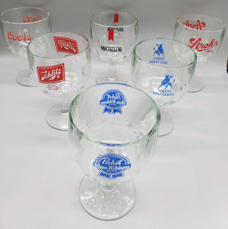 Vintage new and unused "thumbprint" style barware made by the Indiana Glass Company