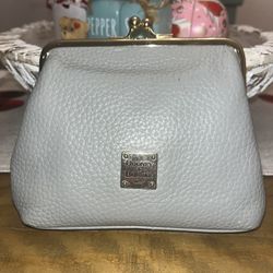Dooney & Bourke Grey Leather Kisslock Coin Card Pouch